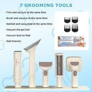 Dog Grooming Vacuum Kit | 6-in-1 Pet Clippers, Shedding Brush & Hair Collector
